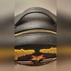 Henri bendel Black Military backpack with patch detail Henri Bendel West 57th Saffiano Black leather Backpack main image 4